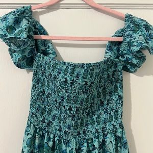 Blue Floral Off Shoulder Jumpsuit